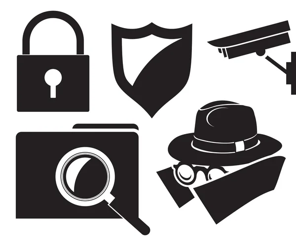 Seguridad - protección iconos planos — Vector de stock