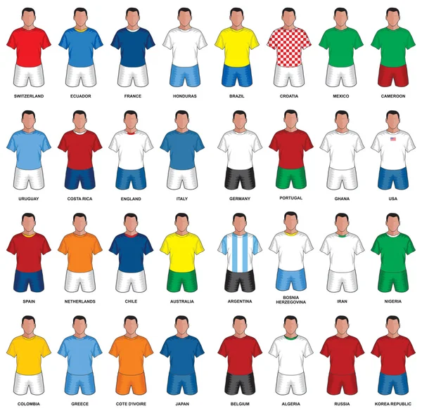 Set of abstract nationals football uniform — Stock Vector
