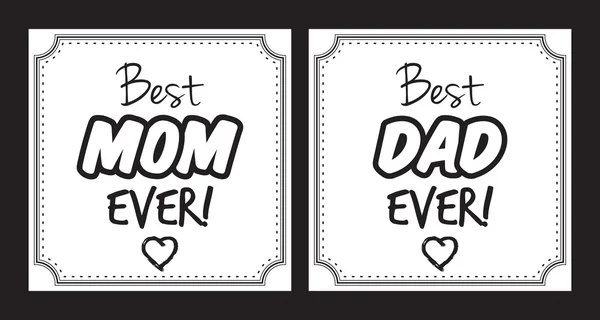 Meilleure maman, meilleur papa jamais carte vectorielle — Image vectorielle