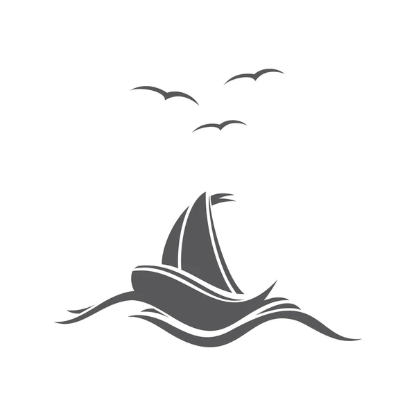Icona vettoriale barca a vela — Vettoriale Stock