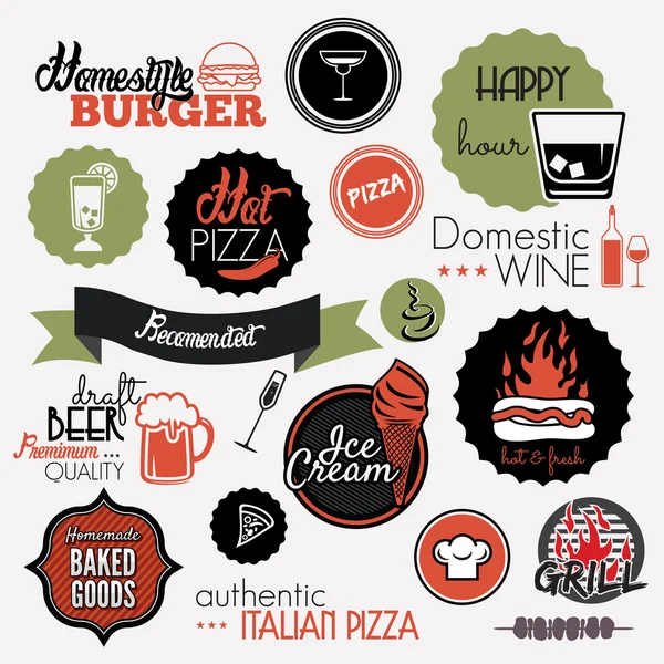 Food set labels — Stock Vector