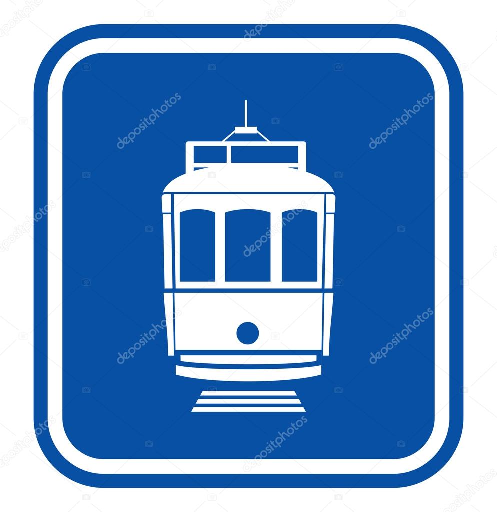 Vector illustrations of the caution tramway sign