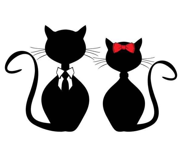 Negro gatos pareja — Vector de stock