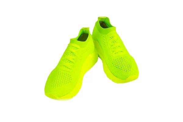 Zielone Buty Sportowe Koronkami — Zdjęcie stockowe