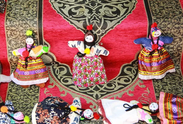 Antalya, Turkey, October 25, 2020. Oriental traditional rag stuffed dolls in dresses