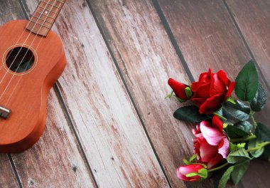 gitarın telleri ve kırmızı gül