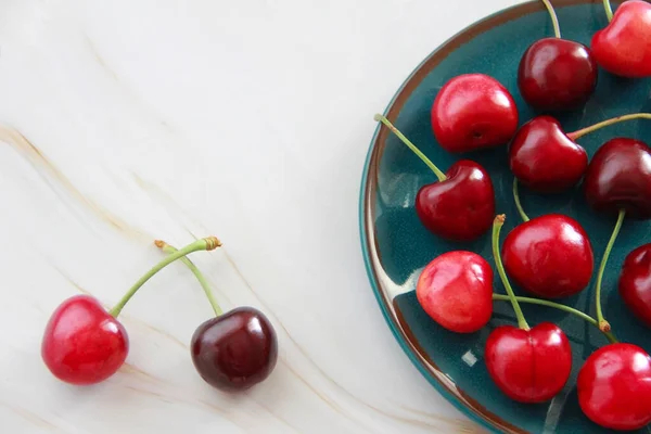 Vruchten Van Verse Natuurlijke Rode Kersen — Stockfoto