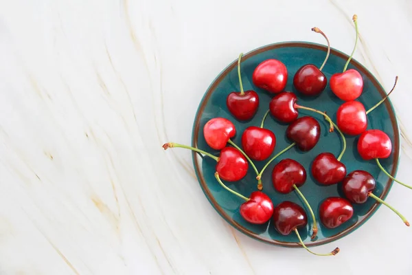 Fruits Natural Fresh Red Cherries — Stock Photo, Image