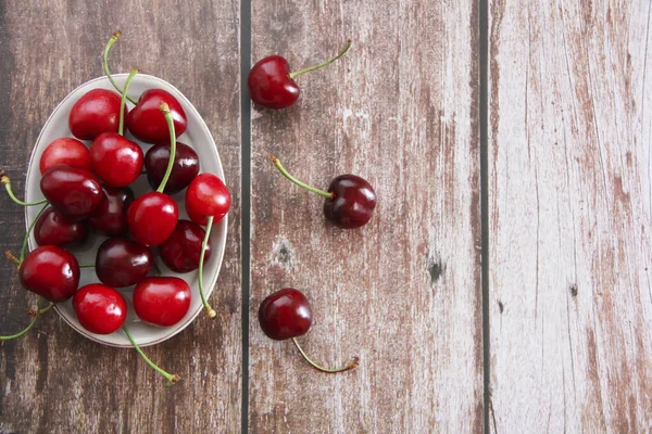 Frukter Naturliga Färska Röda Körsbär — Stockfoto