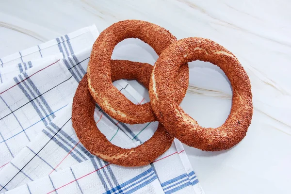 Tradiční Turecký Bagel Simit Sezamovými Semínky — Stock fotografie