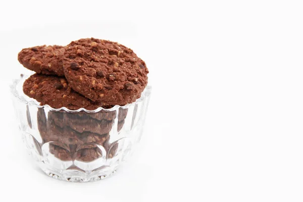 Galletas Redondas Avena Con Chispas Chocolate Nueces — Foto de Stock