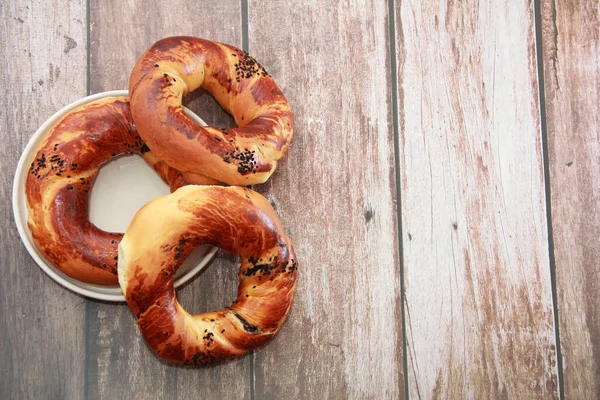 Traditionele Oosterse Turkse Gebakjes Bagel Met Zwarte Komijn — Stockfoto