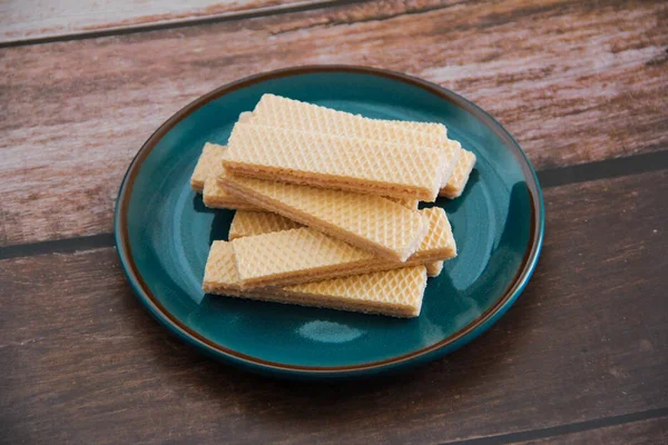 Gaufres Cannelées Sucrées Sur Une Assiette Décorative — Photo