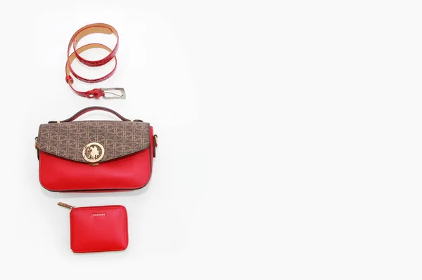 Antalya Turquía Agosto 2021 Bolso Cinturón Bolso Rojo Para Mujer —  Fotos de Stock