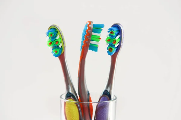 Multicolored Toothbrushes Brushing Teeth — Stock Photo, Image
