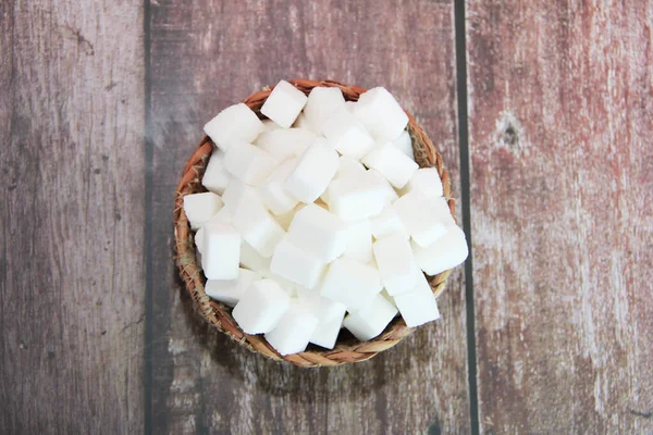 Pequenos Pedaços Cubos Açúcar Branco — Fotografia de Stock