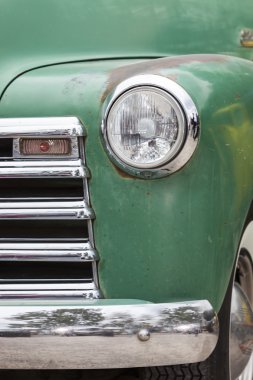 Biberach, Almanya, 31 Ağustos 2015: Amerikan eski model araba, Chevrolet açık detayını yakın çekim