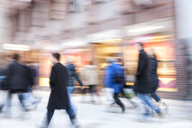 Alışveriş, yürüme, insanlar mutlu Hareket Bulanıklığı