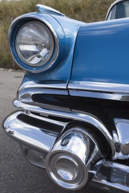 Biberach, Almanya, 31 Ağustos 2015: Amerikan eski model araba, açık detayını yakın çekim