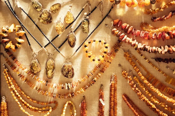 Various Amber Necklaces — Stock Photo, Image