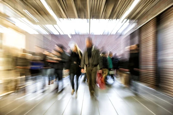 Group of People Walking in Shopping Centre, Motion Blur — Stock Photo, Image