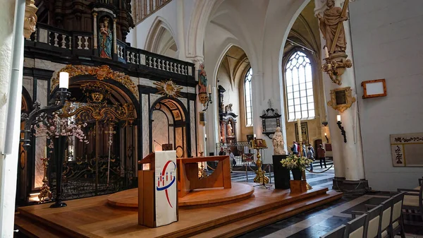 Brugia Belgia Maja 2018 Widok Wnętrza Kościoła Matki Bożej Mariastraat — Zdjęcie stockowe