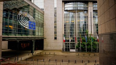 Brüksel, Belçika - 12 Mayıs 2018: Avrupa Parlamentosu - Belçika İrtibat Bürosu