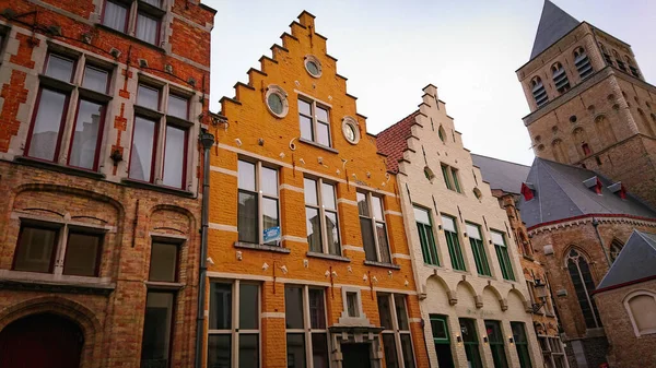 Bruges Belgium May 2018 Roofs Windows Old Authentic Brick Houses — Stock Photo, Image