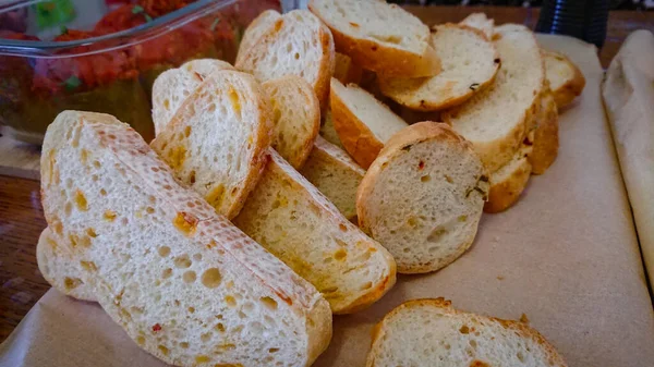 Varios Trozos Pan Rodajas Apilan Uno Encima Del Otro —  Fotos de Stock