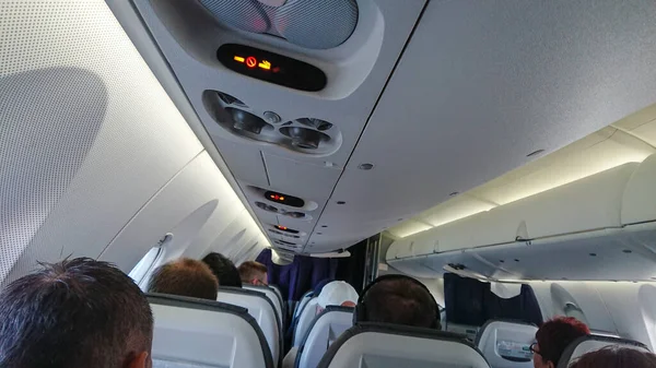 Vista Cabina Avión Pasajeros Durante Aterrizaje — Foto de Stock