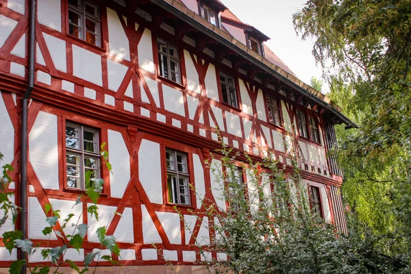 Beautiful Old Red White House Nuremberg Bavaria Germany — Stock Photo, Image