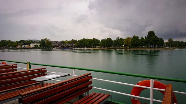 Vista Navio Turístico Lago Chiemsee Baviera Alemanha — Fotografia de Stock