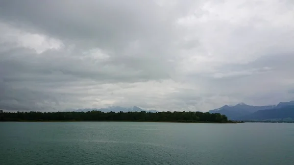 Vista Navio Turístico Lago Chiemsee Baviera Alemanha — Fotografia de Stock