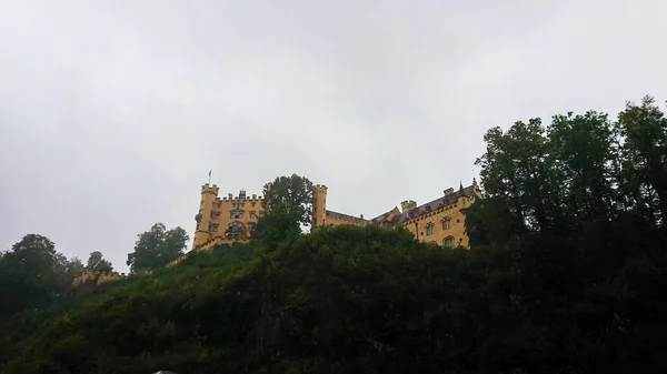 Древний Замок Вершине Холма Покрытого Деревьями — стоковое фото