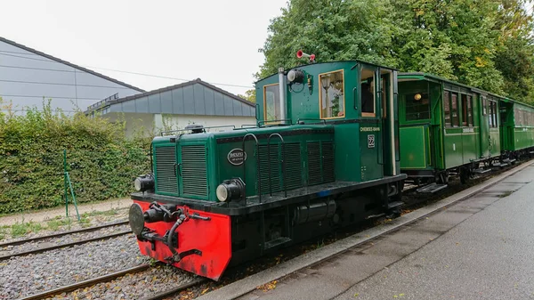 Prien Chiemsee Bavorsko Německo Srpna 2018 Chiemsee Bahn Vlak Auta — Stock fotografie