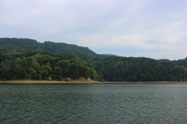 Büyük ve güzel bir dağ gölünün yüzeyine bakıyorum.