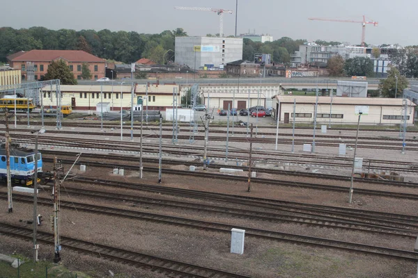 Cracóvia Polônia Setembro 2018 Vista Ferrovia — Fotografia de Stock