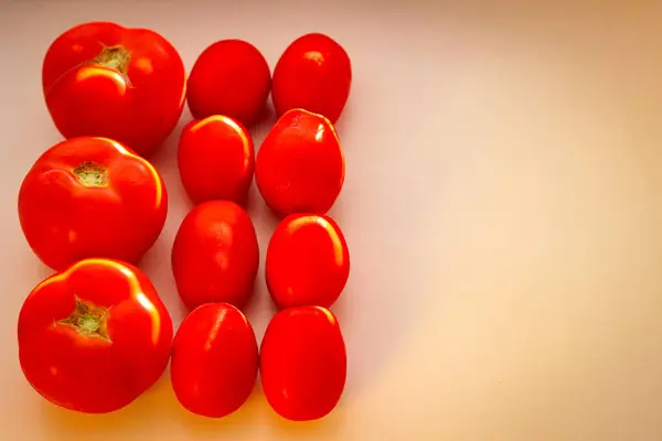 Tomates Vermelhos Maduros Iluminados Pelos Raios Sol — Fotografia de Stock