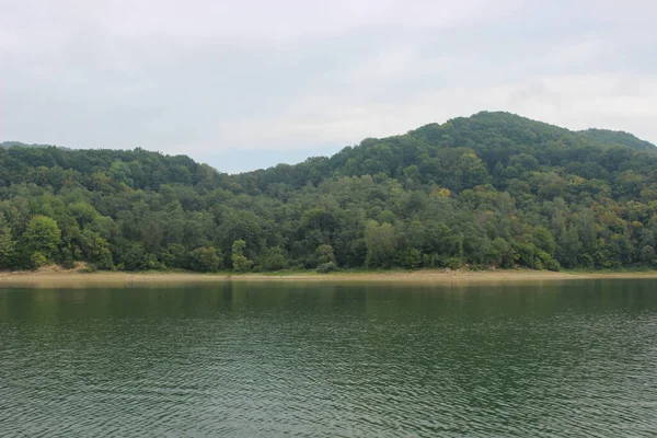 Büyük ve güzel bir dağ gölünün yüzeyine bakıyorum.