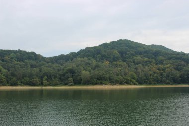Büyük ve güzel bir dağ gölünün yüzeyine bakıyorum.