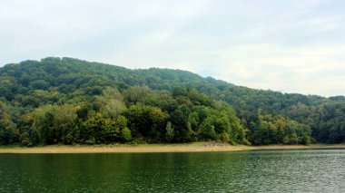 Büyük ve güzel bir dağ gölünün yüzeyine bakıyorum.