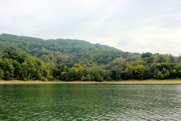 Büyük ve güzel bir dağ gölünün yüzeyine bakıyorum.
