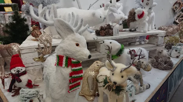 Veados Corujas Outras Figuras Para Decorar Casa Para Férias Natal — Fotografia de Stock