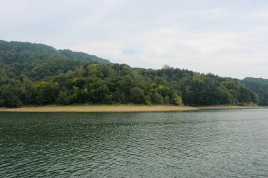 Büyük ve güzel bir dağ gölünün yüzeyine bakıyorum.