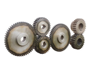 metal dişli üzerinde beyaz izole.