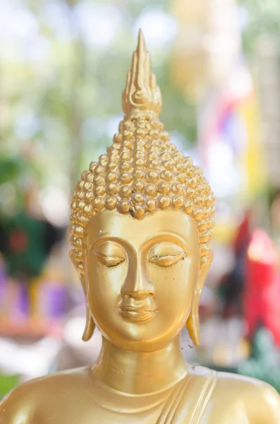 Tvář Zlatá socha Buddhy, Thajsko. — Stock fotografie