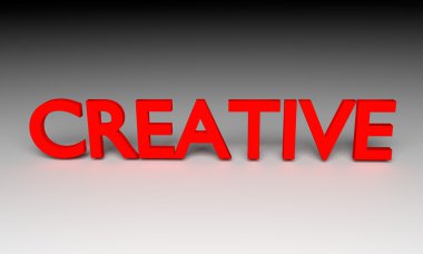 Gri arka plan 3D render yaratıcı kelime