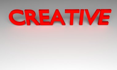 Gri arka plan 3D render yaratıcı kelime