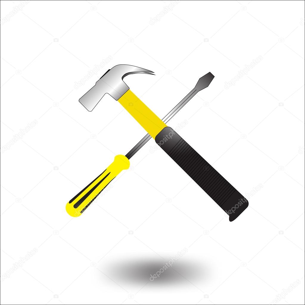 Hammer and Screwdriver icon vector.