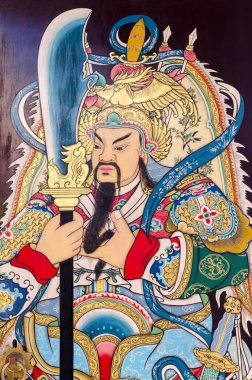 Statue Of Guan Yu deva paint fine art on door. clipart